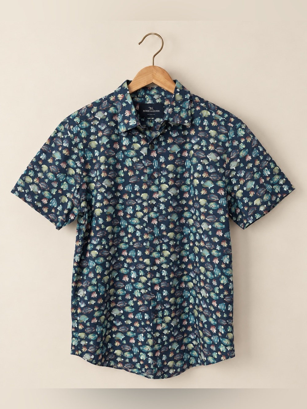 Rodd & Gunn | Fish Print Sports Fit Short Sleeve Lightweight Button Down XL